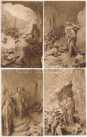 8 db RÉGI olasz művészlap az Isteni Színjáték jeleneteiből / 8 pre-1945 Italian art postcards: Divin...