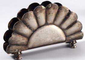 Ezüst (Ag) szecessziós szalvétatartó, lába javított, jelzett, 10x6,5 cm, nettó 48g