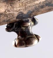 Ezüst (Ag) szecessziós szalvétatartó, lába javított, jelzett, 10x6,5 cm, nettó 48g