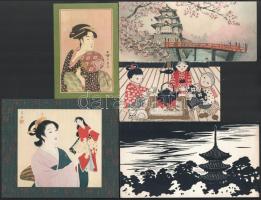 Vegyes keleti üdvözlő lap japán nihonga grafikával