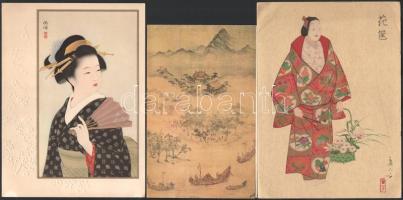 Vegyes keleti üdvözlő lap japán nihonga grafikával