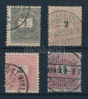 1899 Feketeszámú 1kr, 2kr, 5kr és 15kr csillagidom vízjellel
