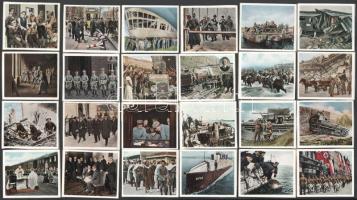 cca 1935-1940 Német cigaretta gyűjtőkártyák történelmi és katonai témájú képekkel, 30 db, albumlapokról kivágva, 6x5,5 cm