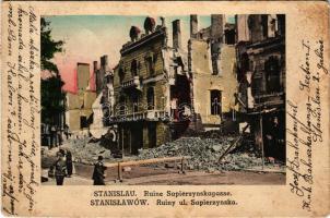 1918 Ivano-Frankivsk, Stanislawów, Stanislau; Ruine Sapierzynskagasse / Ruiny ul. Sapierzysnka / WWI K.u.K. military, ruins after battle. E. Schreier (fl)