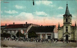 1927 Técső, Tiacevo, Tiachiv, Tyachiv (Máramaros); utca, templom / street view, church (EK)