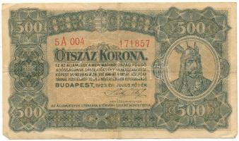 1923. 500K "Magyar Pénzjegynyomda Rt." nyomdahely-jelöléssel "5A 004 171857" T:F Adamo K34