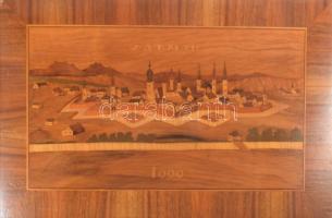 Szatmárnémeti látképének intarziaképe, 30x46 cm