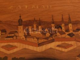 Szatmárnémeti látképének intarziaképe, 30x46 cm