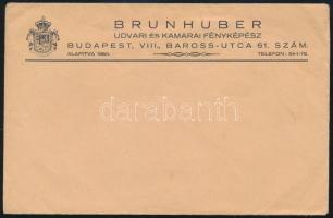 cca 1930 Bp. VIII., Brunhuber udvari és kamarai fényképész papírborítékja