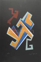 Frank Magda (1914-1997): Geometrikus kompozíció. Szitanyomat, papír, jelzett, számozott (6/40), lapméret: 50x35 cm