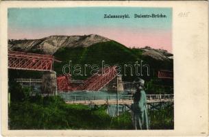 1917 Zalishchyky, Zaleszczyki; Dniestr-Brücke / WWI K.u.K. military, blown-up bridge, ruins. A. Tennenbaum (Czernowitz) (EK)