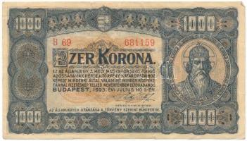 1923. 1000K "B 69 681159", nyomdahely-jelölés nélkül T:F pici szakadások Adamo K37