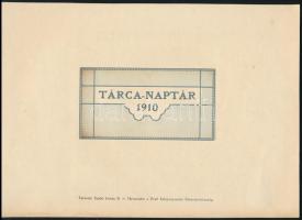 1910 Tárca-Naptár - naptárterv, tervezete: Szabó István, nyomtatta: Pesti Könyvnyomda