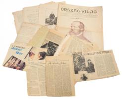 cca 1900-1980 Vegyes Jókai Mórral kapcsolatos tétel, újságkivágások, metszet, stb.