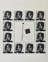 Joseph Kádár (1936-2019): "Hommage á Kassák", 1987-1990. Elektrográfia, papír, jelzett, számozott (7/100). Hátoldalán a művész pecsétjével és autográf felirattal, 23x23 cm