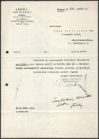 1939 Bp., A Láng L. Gépgyár Rt. levele báró Feilitzsch Jenő helyettes igazgatónak, rajta Feilitzsch aláírásával
