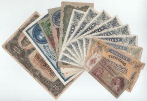 Vegyes, 14db-os magyar bankjegy tétel, benne: 1920. 1000K + 1936. 10P + 1939. 5P + 1941. 20P + 1944. 20P + 1946. 1.000.000.000MP + 500.000AP (6x) + 10.000.000AP (2x) T:G-F