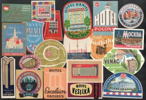 20 db hotelcímke, bőröndcímek, a retro korszakból főleg a keleti blokkból