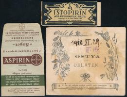 ca 1910-1950 3 db gyógyszertári tasak, tartalom nélkül