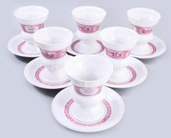 Heinrich 6 személyes botozó készlet, porcelán kupák alátéttel, jelzett, hibátlan, m: 11,5 cm