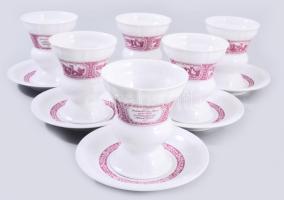 Heinrich 6 személyes botozó készlet, porcelán kupák alátéttel, jelzett, hibátlan, m: 11,5 cm