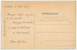 1927 Ménes, Minis; Római katolikus templom, Steiner és Lori villa, Lorilak park részlete, villamos m...