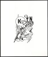 Kassák Lajos (1887-1967): Dadaista kavalkád (cím nélkül). Szitanyomat, papír. Jelzett a nyomaton. Pesti Műhely kiadása, az 1981-ben megjelent Kassák 6 Typographia c. mappából. Lapméret: 35x28,5 cm