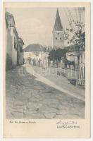 1917 Nagysink, Gross-Schenk, Cincul Mare, Cincu; Evangélikus erődtemplom. Thierfeld Dávid kiadása / Ew. Kirchturm u. Schule / Lutheran fortified church and school + "K.u.k. Ausbildungsgruppe der 9. Armee Gruppe I." (fl)
