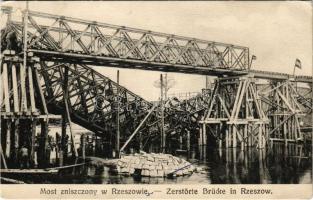 Rzeszów, Rajsze; Most zniszczony / Zerstörte Brücke / WWI K.u.K. military, blown-up bridge. E. Grauer (EB)