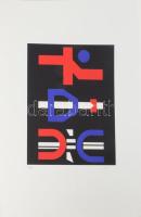 Schöffer, Nicolas (Miklós) (1912-1992): Geometrikus kompozíció (cím nélkül). Szitanyomat, papír, jelzett, számozott (40/120). Az 1987-ben megjelent Nicholas Schöffer Varigráfiai c. mappából. 39×30 cm