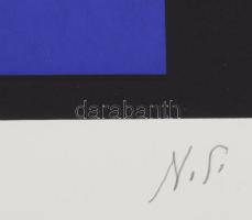 Schöffer, Nicolas (Miklós) (1912-1992): Geometrikus kompozíció (cím nélkül). Szitanyomat, papír, jel...