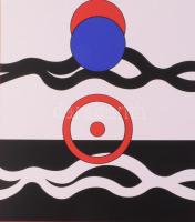 Schöffer, Nicolas (Miklós) (1912-1992): Körkörös kompozíció (cím nélkül). Szitanyomat, papír, jelzet...