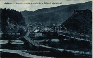 1916 Palánka-Gyimes, Palanca-Ghimes; Román-magyar határ, Rákóczy vár, vasúti híd. Szvoboda Miklós kiadása / Romanian-Hungarian border, castle, railway bridge