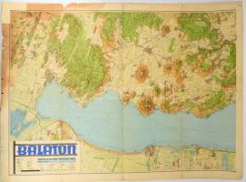 1939 Balaton nagyméretű térképe. tervezte: M. Kir. Honvéd Térképészeti Intézet, Bp., Keresztény Főiskolai Hallgatók "Centrum" Fogyasztási Szövetkezete, Csak egy szelványe! a, 58x171 cm, teljes: 65x178 cm Néhány kis lyukkal
