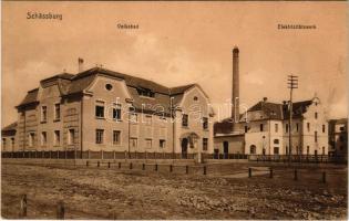 1916 Segesvár, Schässburg, Sighisoara; Villanytelep, fürdő / Elektrizitätswerk, Volksbad / electric power plant, spa