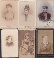 cca 1870-1890 6 db keményhátú fotó rajta a modellek neveivel ritka magyar fényképészek műtermeiből 7x11 cm