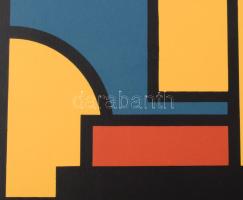 Dirk Koning (1888-1978): Konstruktivista kompozíció (cím nélkül). Szitanyomat, papír, jelzett. Számo...