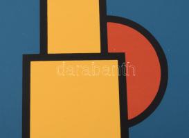 Dirk Koning (1888-1978): Konstruktivista kompozíció (cím nélkül). Szitanyomat, papír, jelzett. Számo...