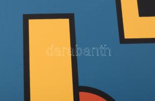 Dirk Koning (1888-1978): Konstruktivista kompozíció (cím nélkül). Szitanyomat, papír, jelzett. Számo...