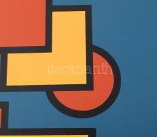 Dirk Koning (1888-1978): Konstruktivista kompozíció (cím nélkül). Szitanyomat, papír, jelzett. Számo...