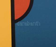 Dirk Koning (1888-1978): Konstruktivista kompozíció (cím nélkül). Szitanyomat, papír, jelzett. Számo...