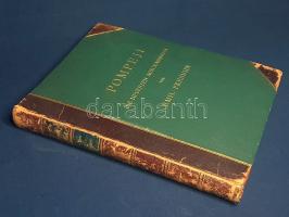 Presuhn, Emil: Pompeji. Die neuesten Ausgrabungen von 1874 bis 1881. Für Kunst- und Alterthumsfreunde. Illustrirt herausgegeben von Emil Presuhn. Zehn Abtheilungen mit 80 Tafeln in Chromolithographie, nach Aquarellen von G. Discanto und A. Butts. [Lipcse] Leipzig, 1882. T. O. Weigel (Druck von A. Th. Engelhardt). [2] + XII + 15 + [1] + 84 p. + 80 t. (kőnyomat, ebből 69 színes). Emil Presuhn (1844-1881) német pedagógus, iskolaigazgató, amatőr régész. 1872-től a nápolyi német iskola igazgatója, ekkortól fordult érdeklődése a pompeji ásatások felé, melynek lelkes szervezőjévé vált. Szerzőnk az ásatási eredmények illusztrálására Geremia Discanto és Amy Butts grafikusművészeket kérte fel. Gazdagon illusztrált kötetében az antik Pompeji tíz, műemlékekben gazdag háztömbjének építészeti és képzőművészeti felmérésére tesz kísérletet. A váratlan vulkánkitörés által sújtott település épületei csodálatosan konzerválódtak, albumunk segítségével egy vigalmi célokat szolgáló antik település képzőművészeti formakincsébe, életmódjába nyerhetünk betekintést. A freskókon és mozaikmunkákon a görög-római mitológia jelenetei éppúgy megjelennek, mint a korabeli divat és szokásrend elemei. Valamennyi fejezet képanyaga élén a háztömb alaprajzának rekonstrukciója. A munka első kiadása 1878-ban jelent meg, példányunk a második, javított, bővített kiadásból való. Aranyozott, álbordás, enyhén kopott gerincű kiadói félbőr kötésben, a kötéstáblán apró kopásokkal, vörös festésű lapszélekkel. Dekoratív, jó példány.