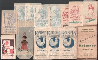 cca 1920-1930 14 db régi, reklámos papírtasak kis méretben 18 cm ig