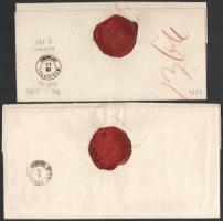 1852-53 Körmend, 2 db hivatalos levél szép viaszpecsétekkel, tartalommal