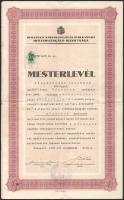 1937 Budapest, mesterlevél, rákospalotai női szabó részére.