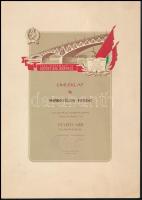 1952 Bp., Emléklap a Petőfi híd újjáépítésénél végzett kiváló munkáért