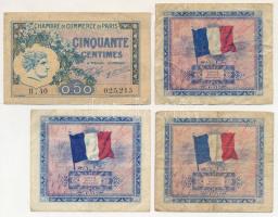 Franciaország / Szövetséges katonai kiadás 1944. 2Fr (3x) + Párizs 1920. 50c T:F,VG
France / Allied...