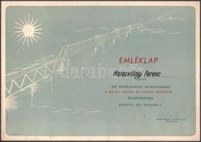 1950 Bp., Bajai vasúti és közúti Duna-híd építése emléklap