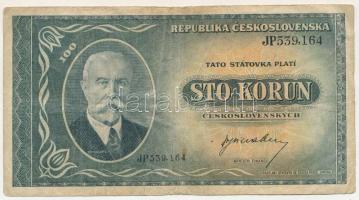 Csehszlovákia 1945. 100K T:F,VG Czechoslovakia 1945. 100 Korun C:F,VG Krause P#63