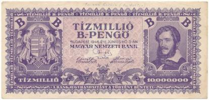 1946. 10.000.000BP T:F, szép papír, elején kézírás Adamo P38